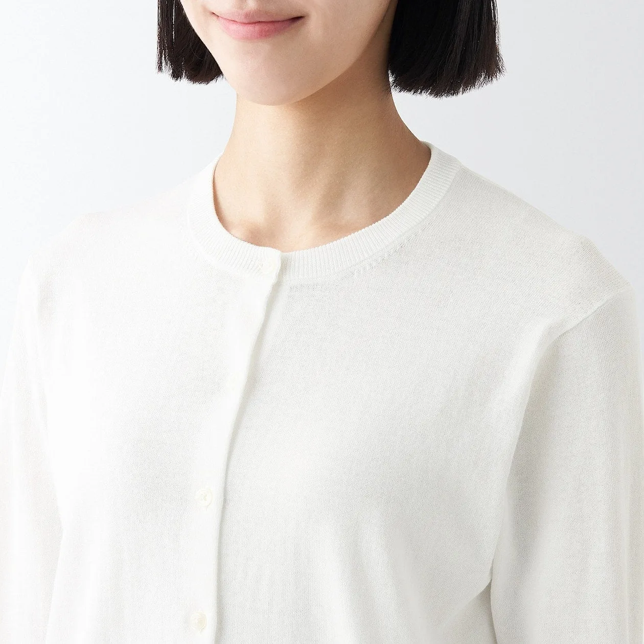 High Twisted Crewneck 3/4 Sleeve Cardigan