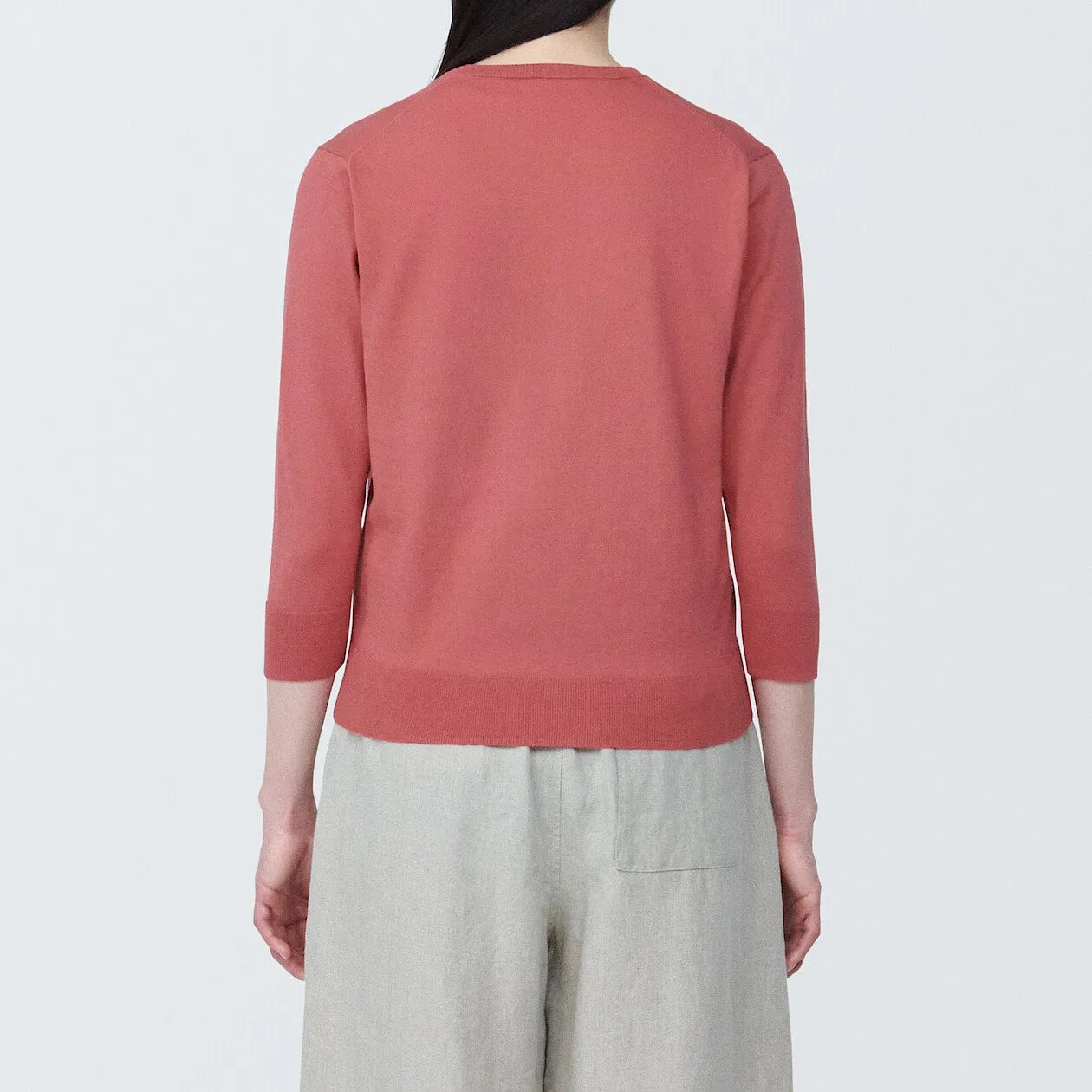 High Twisted Crewneck 3/4 Sleeve Cardigan