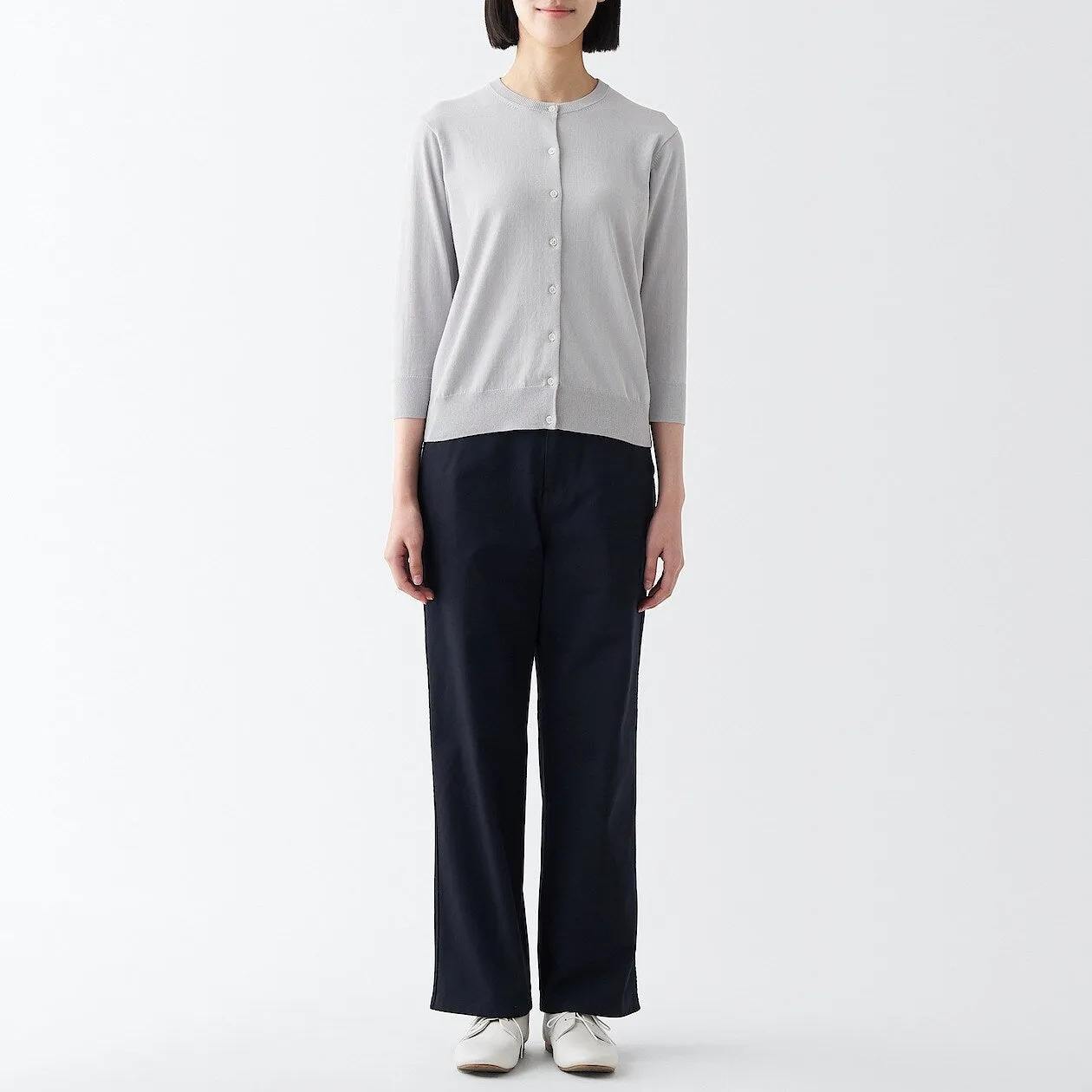 High Twisted Crewneck 3/4 Sleeve Cardigan