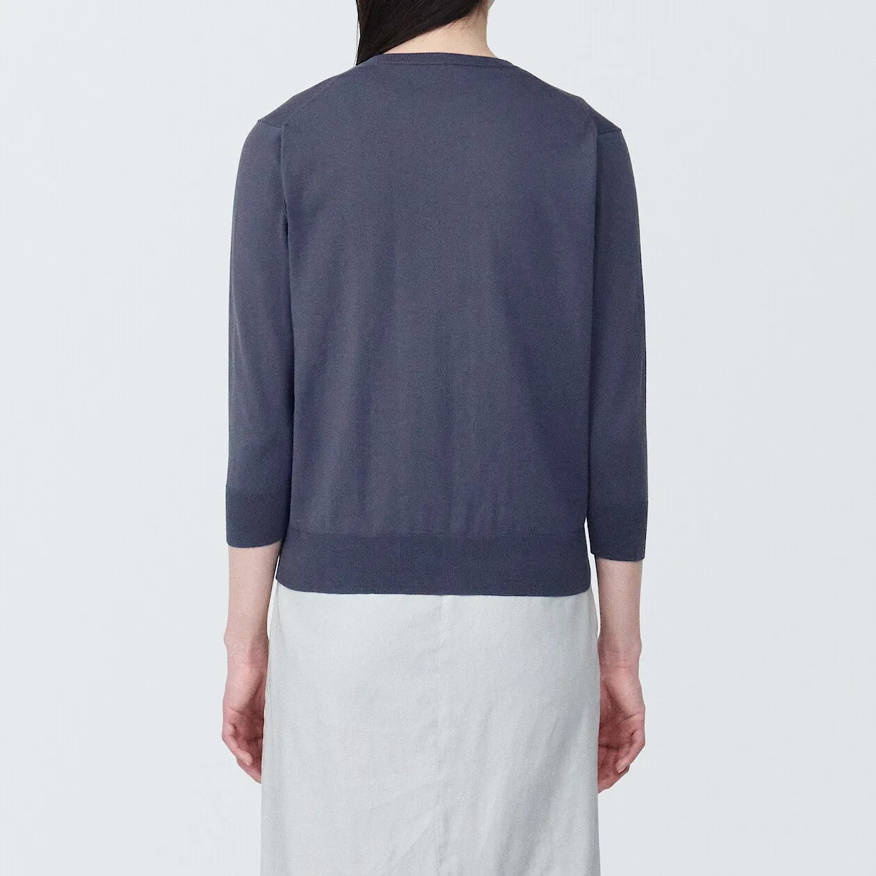 High Twisted Crewneck 3/4 Sleeve Cardigan