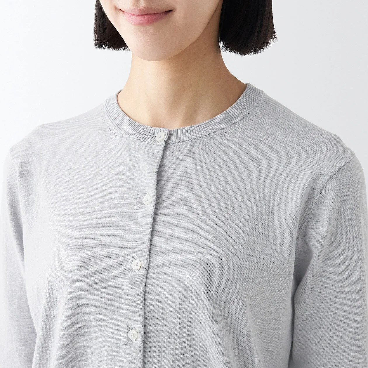 High Twisted Crewneck 3/4 Sleeve Cardigan