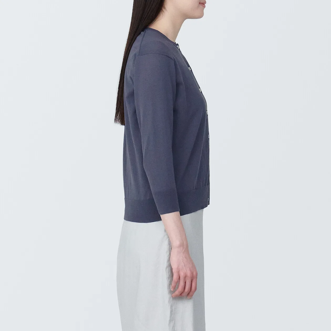 High Twisted Crewneck 3/4 Sleeve Cardigan
