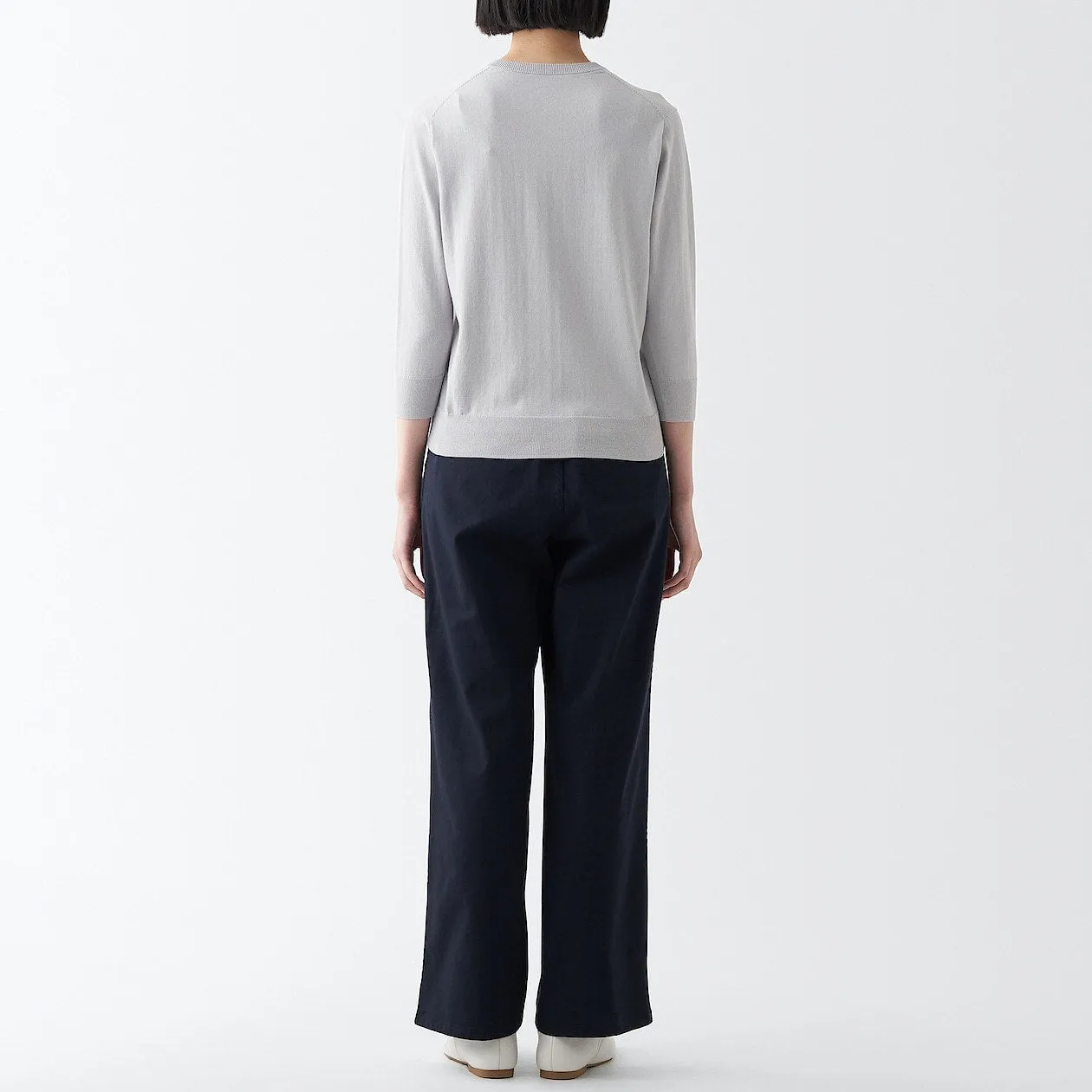 High Twisted Crewneck 3/4 Sleeve Cardigan
