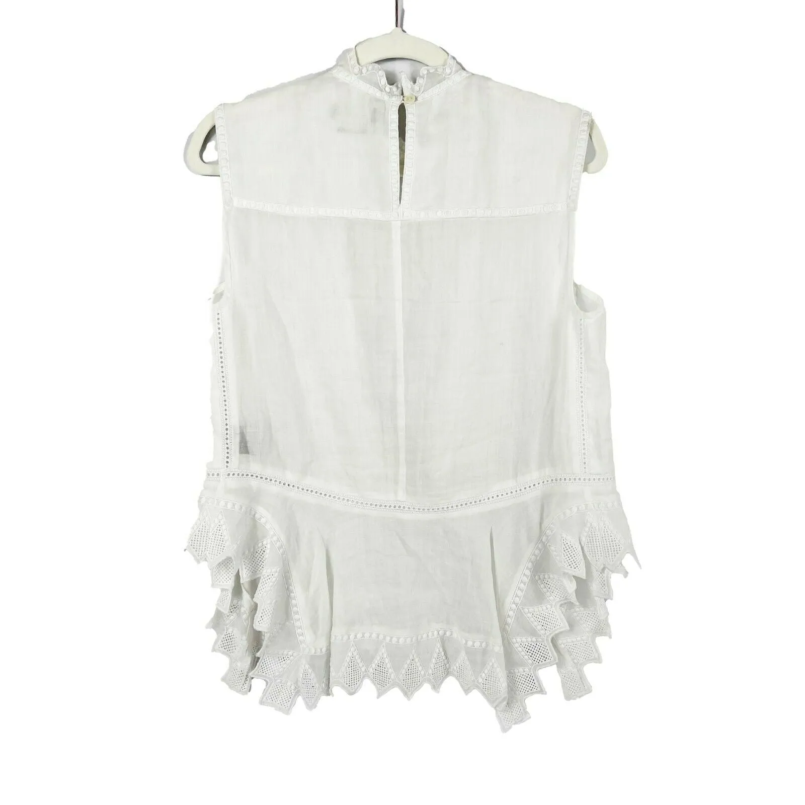 Isabel Marant - 18 Nust White High-Neck Sleeveless Embroidered Blouse - 34 US XS