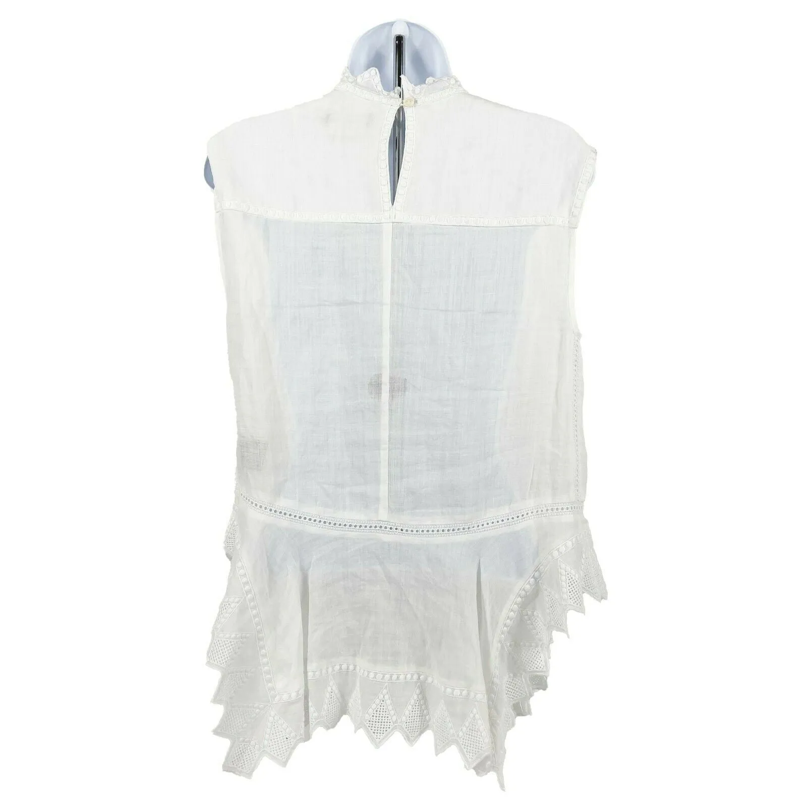 Isabel Marant - 18 Nust White High-Neck Sleeveless Embroidered Blouse - 34 US XS