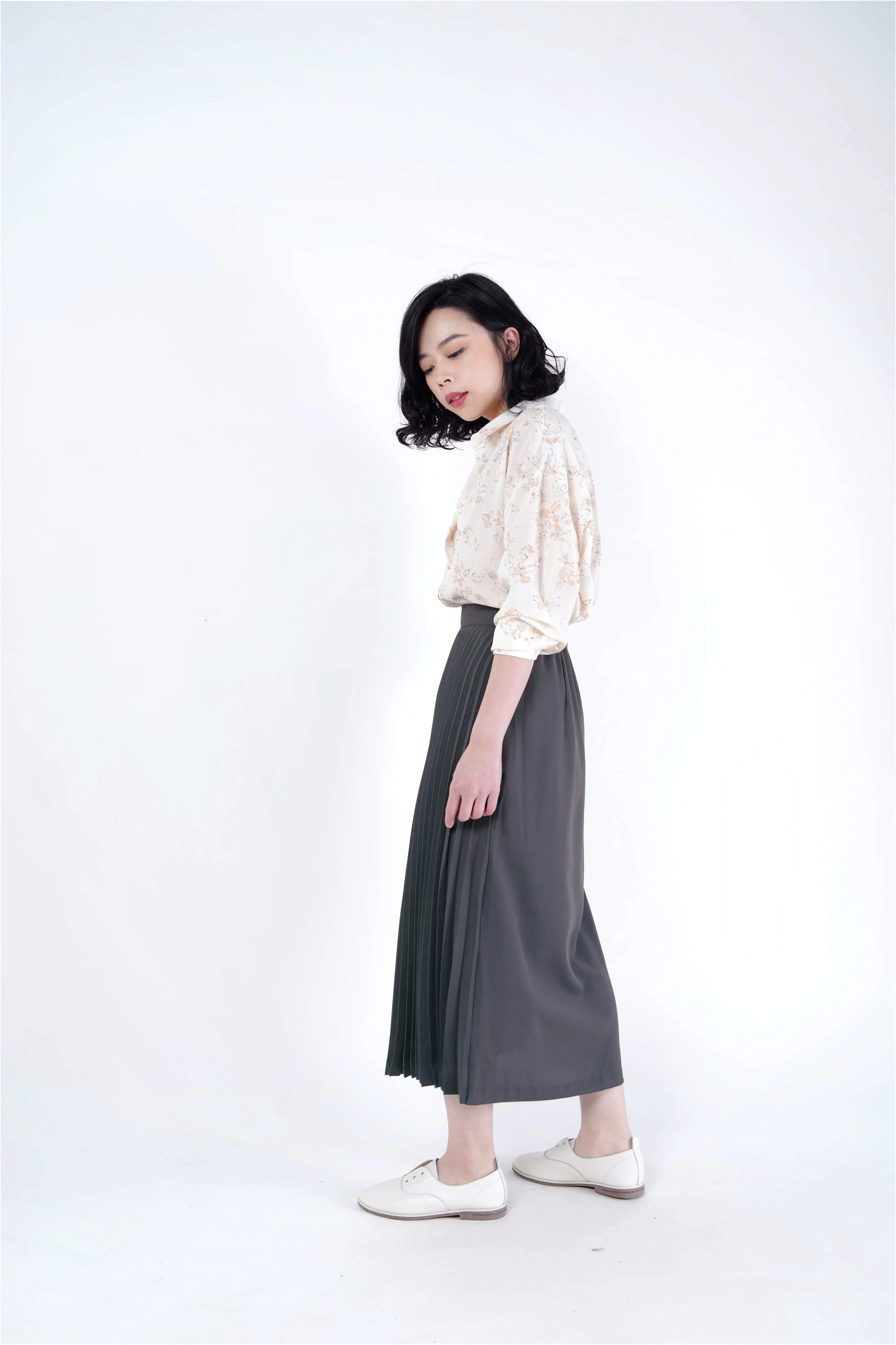 Ivory spring shirt satin blouse