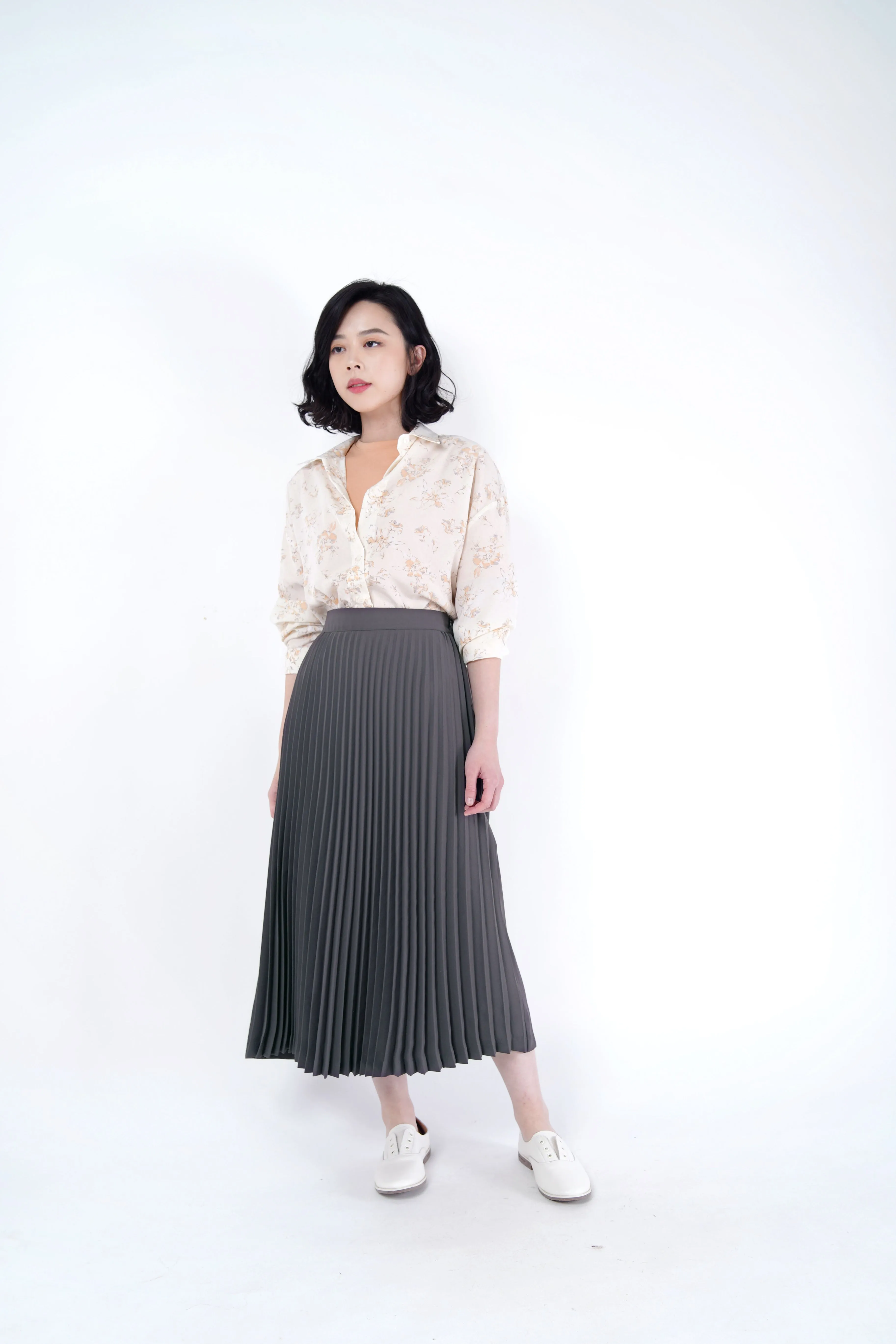 Ivory spring shirt satin blouse