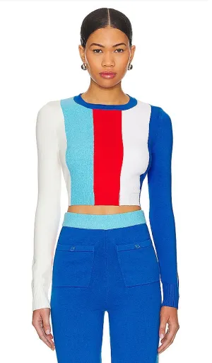 JoosTricot Long Sleeve Crop Top in Blue