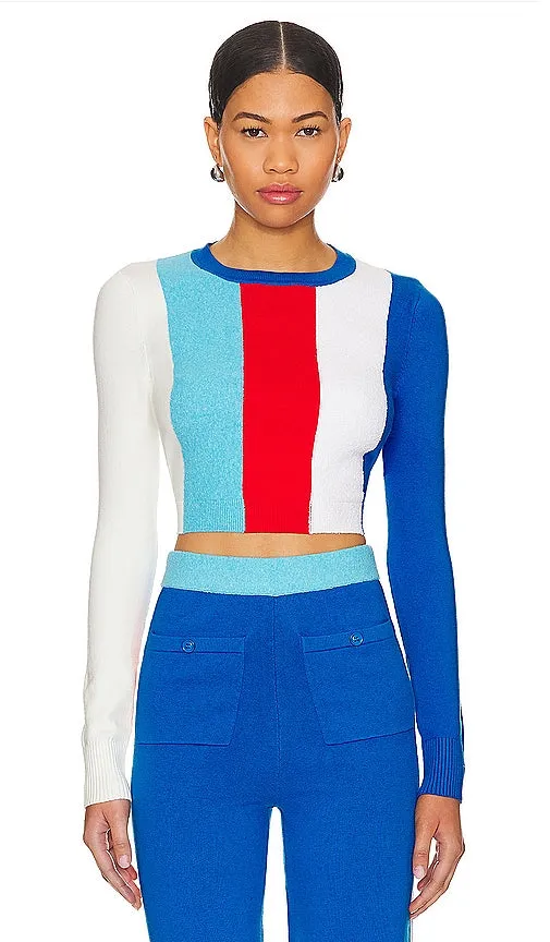 JoosTricot Long Sleeve Crop Top in Blue
