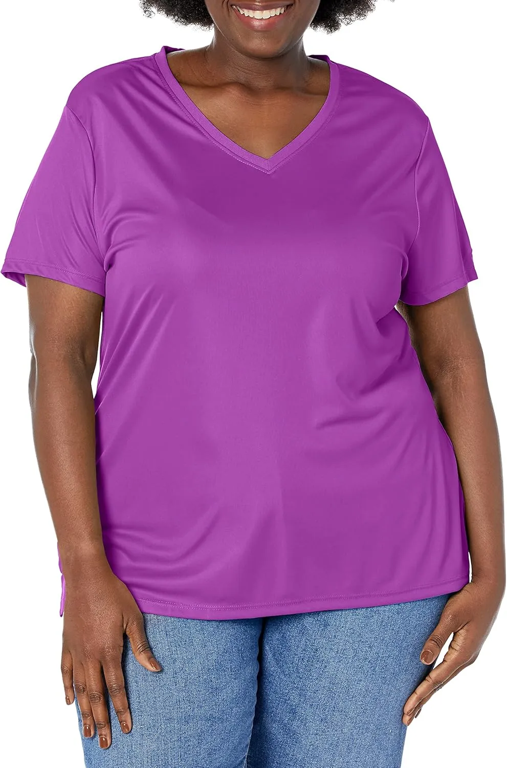 Just My Size Women's Cool Dri V-Neck