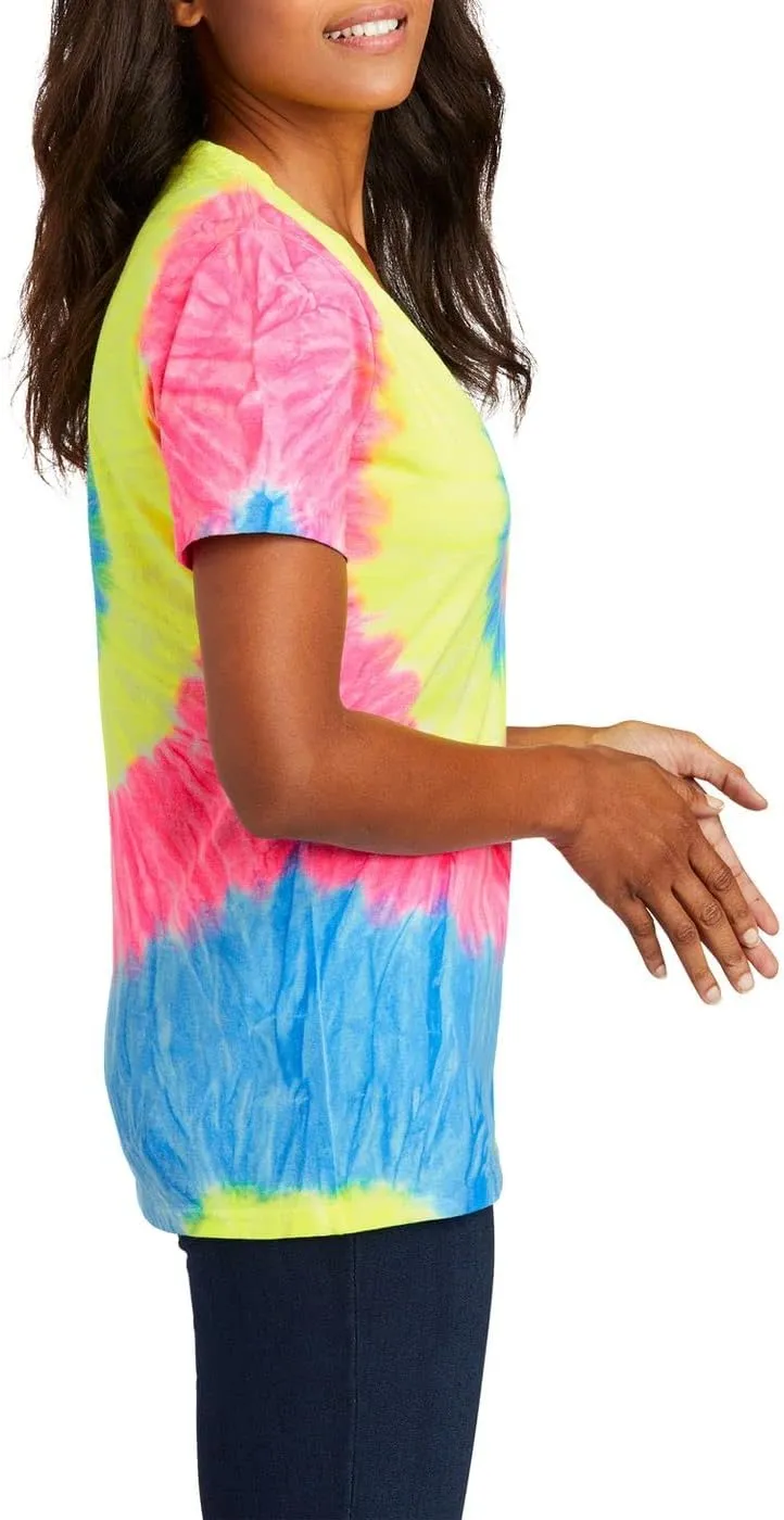 JustBlanks Womens Short Sleeves T-Shirts 100% Cotton Tie-Dye V-Neck Tee