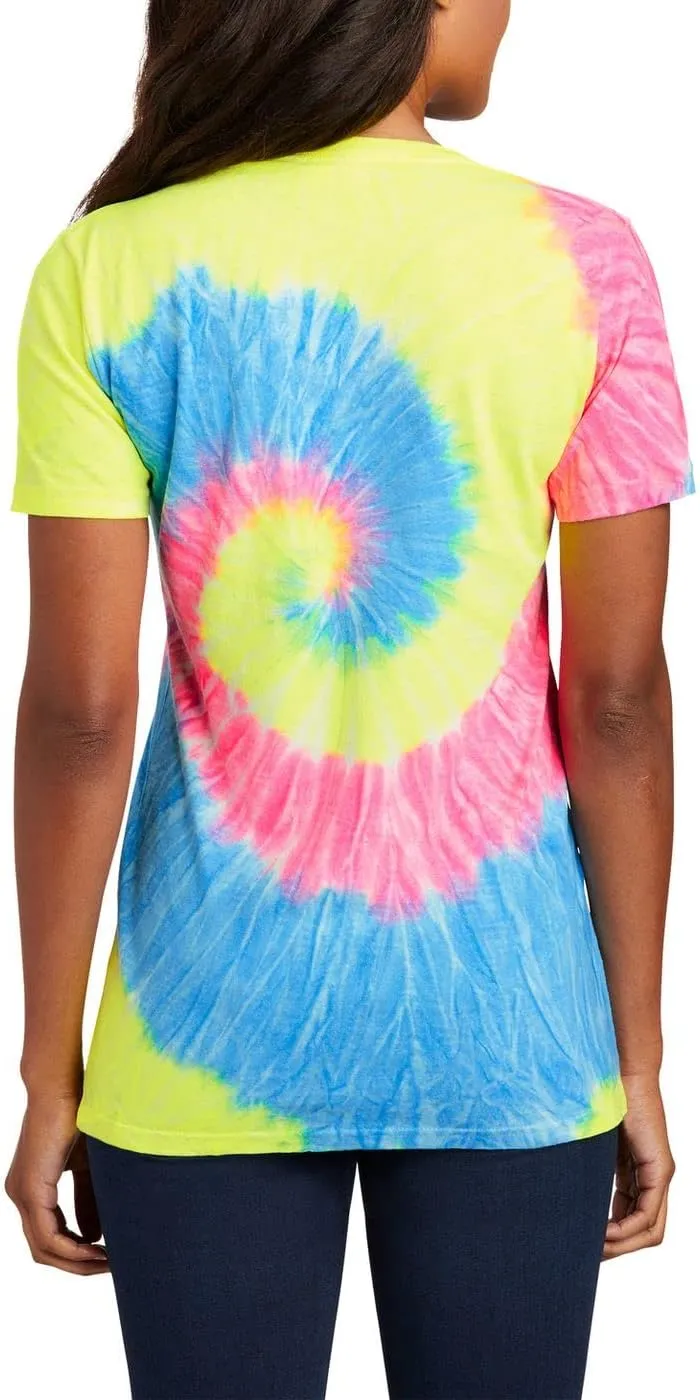 JustBlanks Womens Short Sleeves T-Shirts 100% Cotton Tie-Dye V-Neck Tee