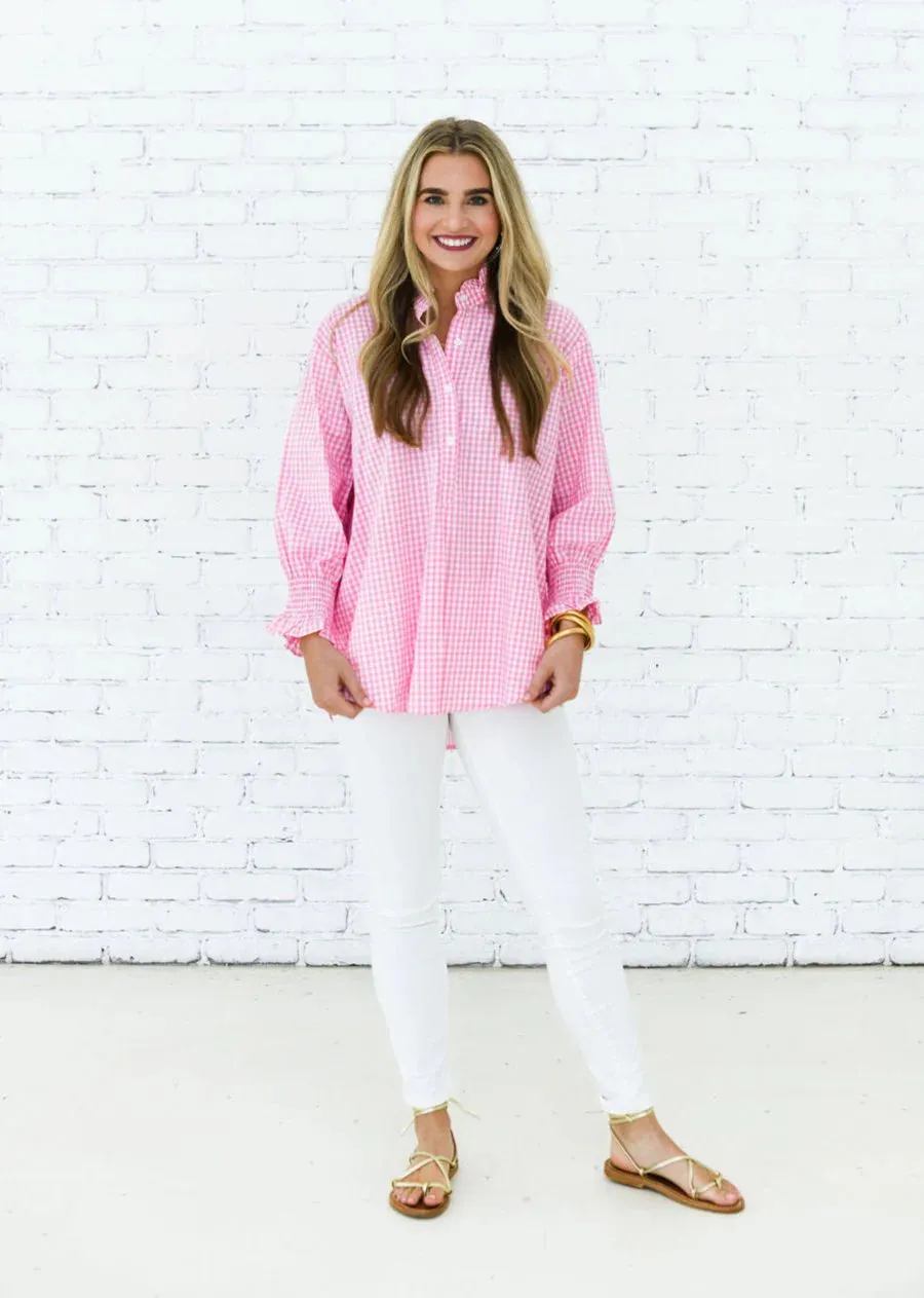kimberly top opposite gingham pink