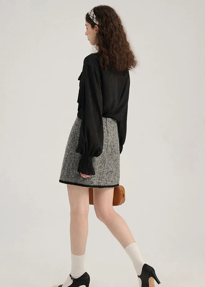 LACE-UP BOWTIE CHIFFON TOPS