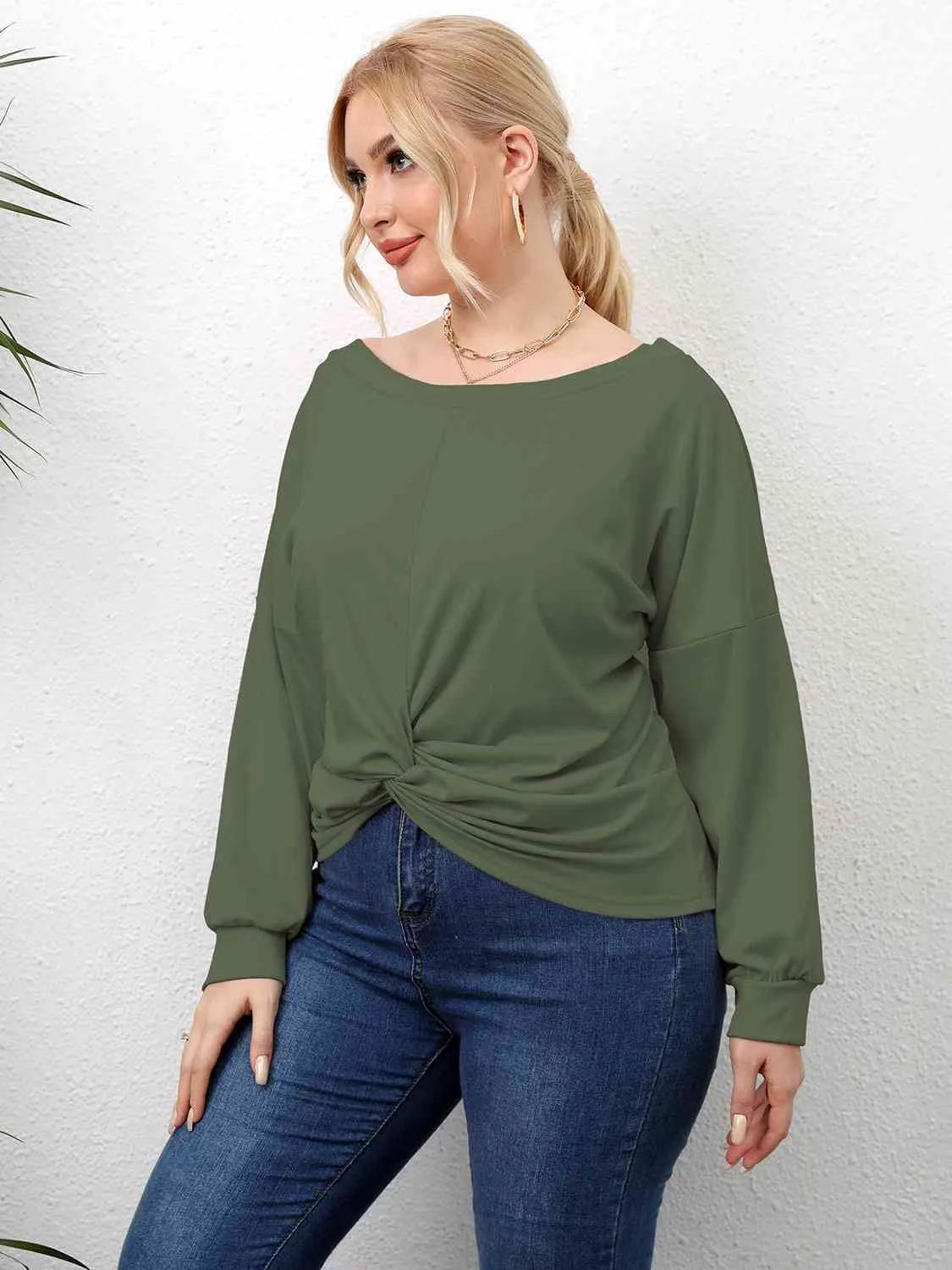L.NY Plus Size Twisted Drop Shoulder T-Shirt