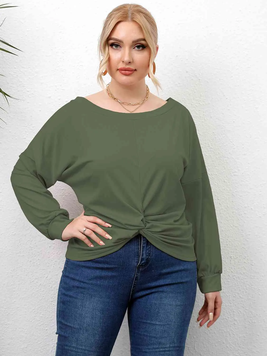 L.NY Plus Size Twisted Drop Shoulder T-Shirt