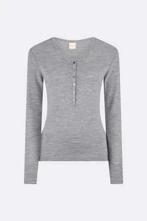 Marley Soft Merino Wool Henley Grey Granite