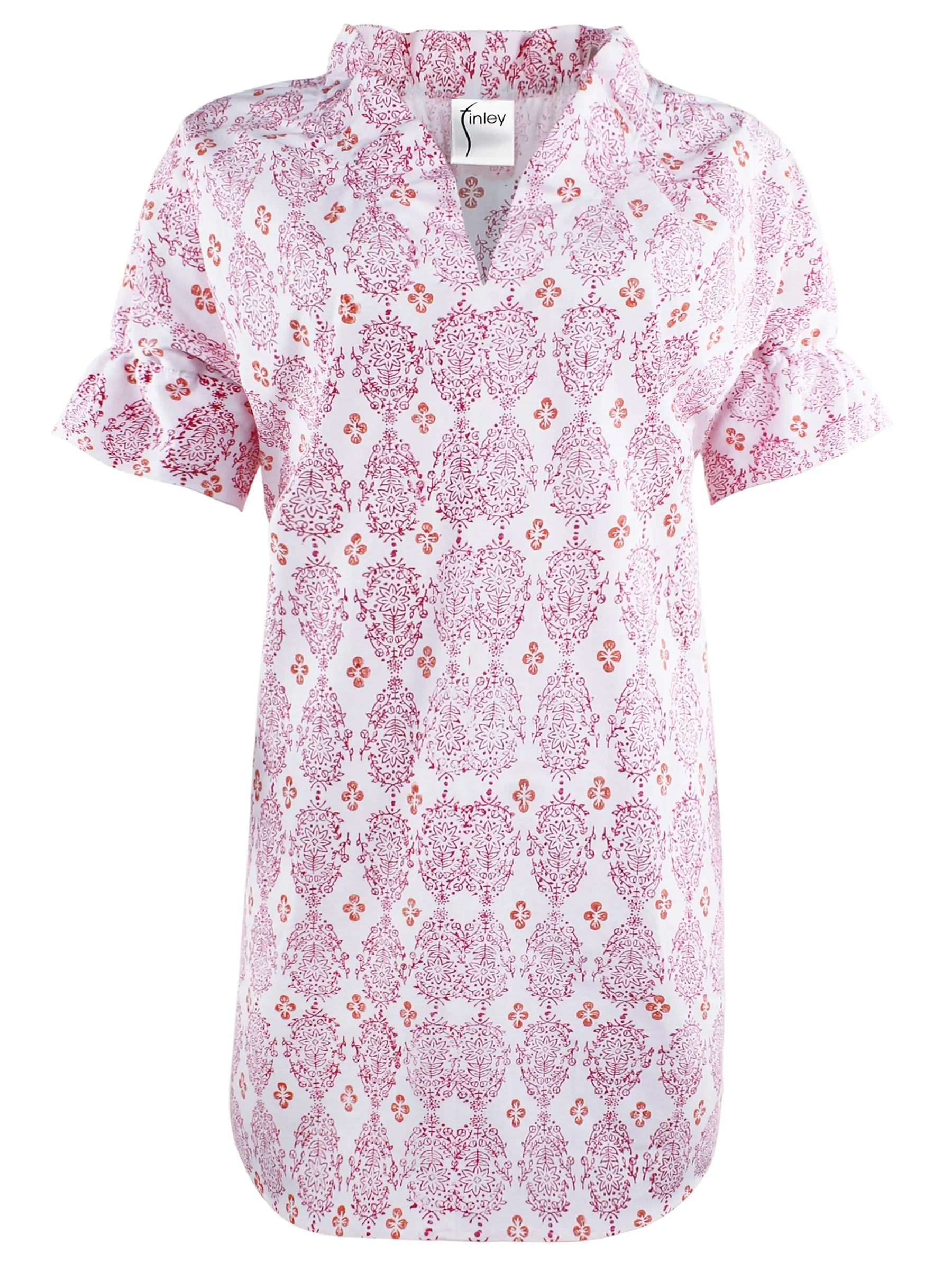 MENDED Crosby Shirt Dress Pink/Orange Vara Dogwood Print