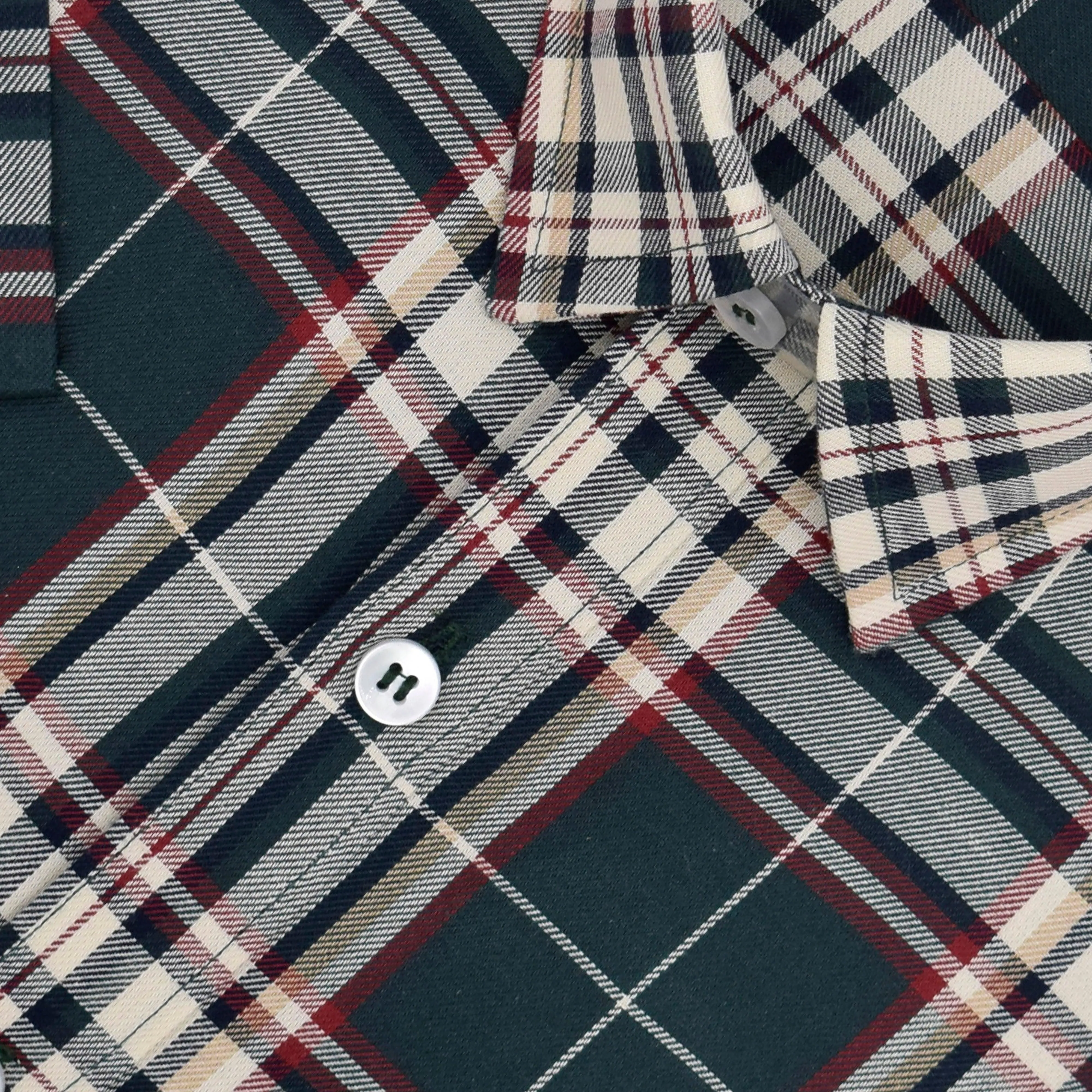 Men's 100% Cotton Madras Checkered Half Sleeves Shirt (Bottle Green)