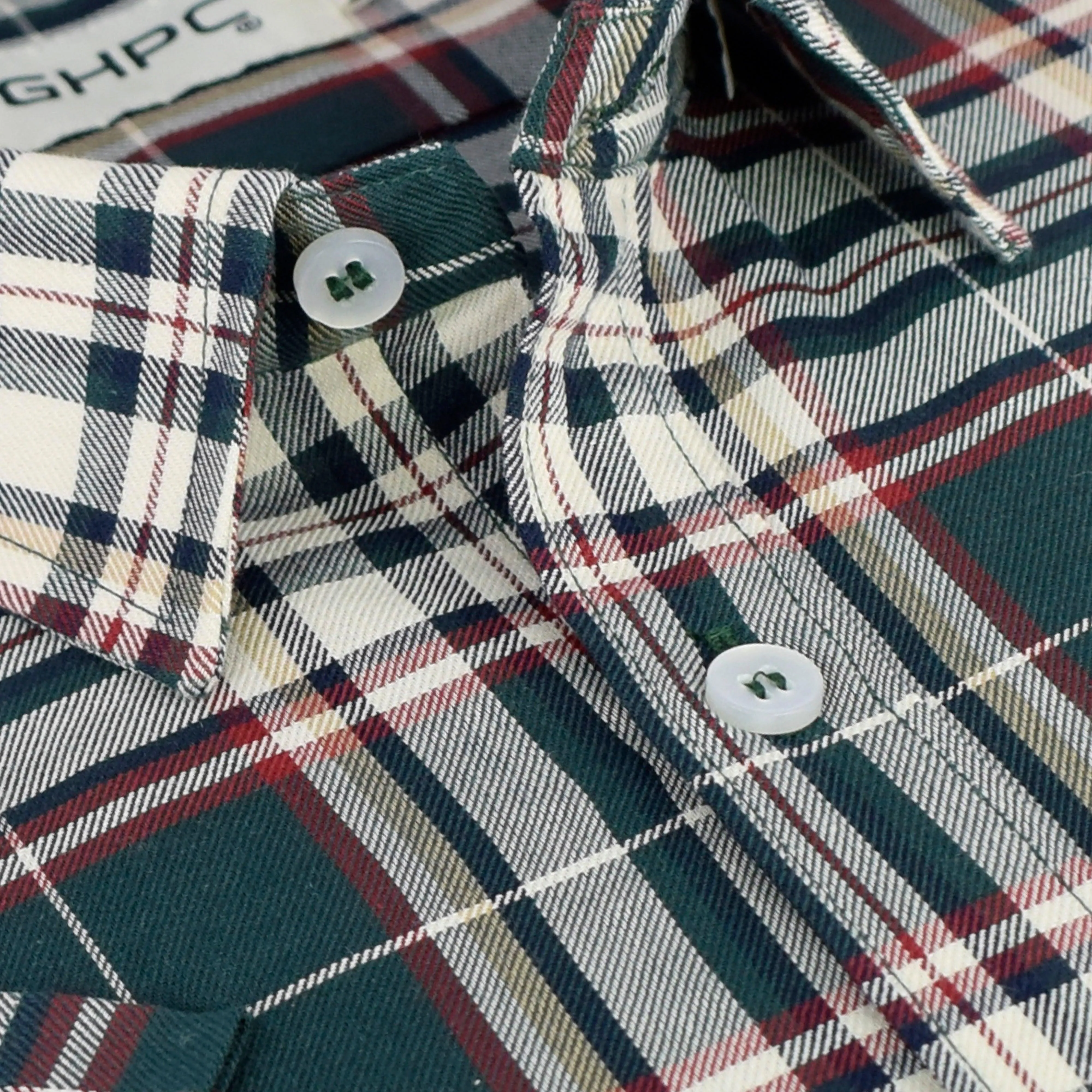Men's 100% Cotton Madras Checkered Half Sleeves Shirt (Bottle Green)