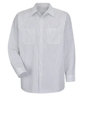 Men's Long Sleeve Industrial Striped Work Shirt - SP10 - Charcoal White