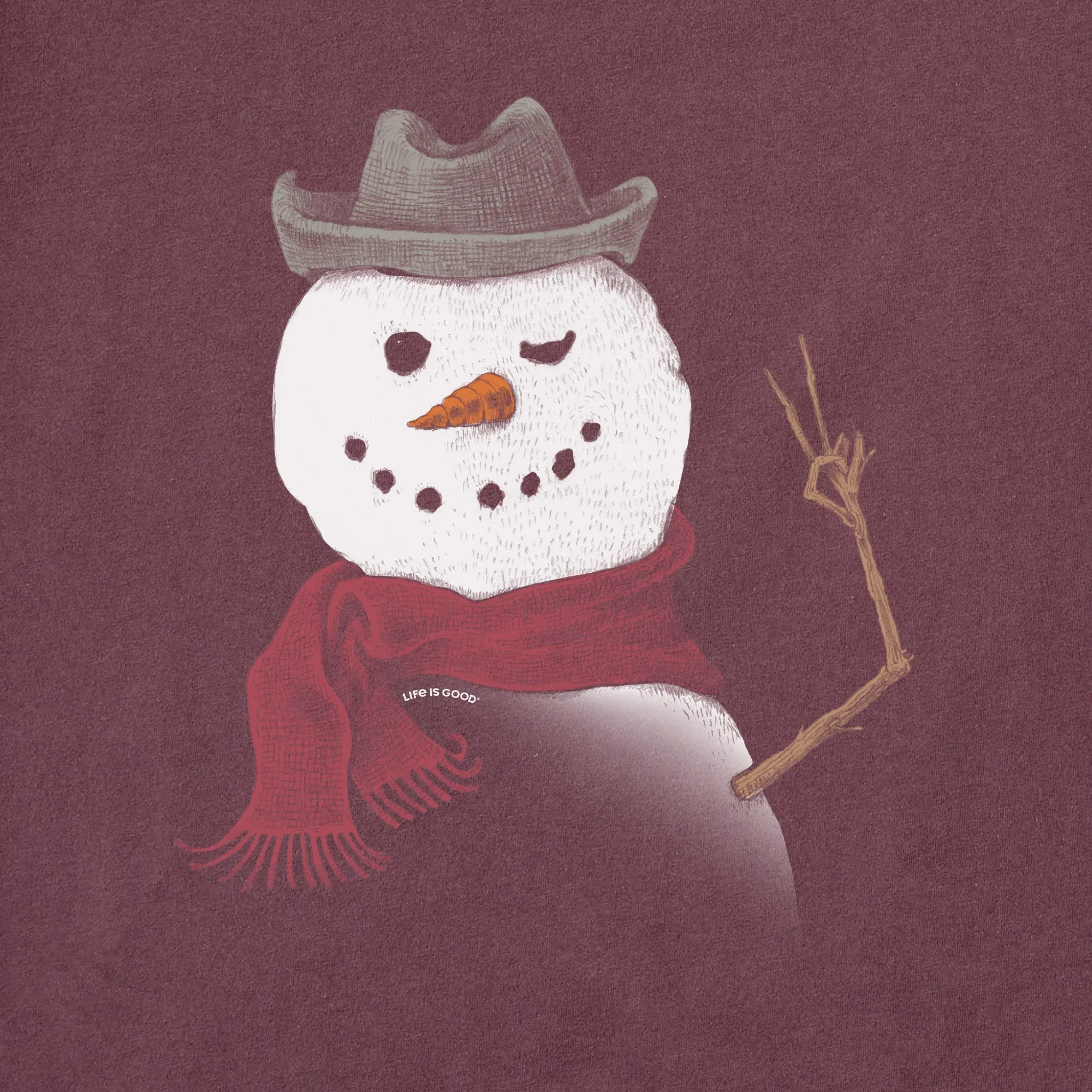 Men's Snowman Peace Sign Long Sleeve Crusher Tee