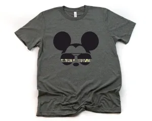 Mickey Army Camouflaged Aviator Glasses - Adult Unisex T shirt -  Armed Forces - Military Mickey Mouse T Shirt