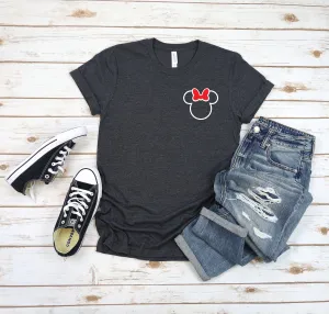 Minnie Outline Pocket Logo Size T Shirt- Disney Trip Matching Shirts - Minnie Mouse T Shirt - Cute Minnie Shirt