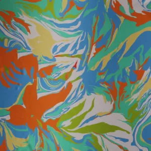 Multicolored Abstract Flames Printed Silk Charmeuse Fabric