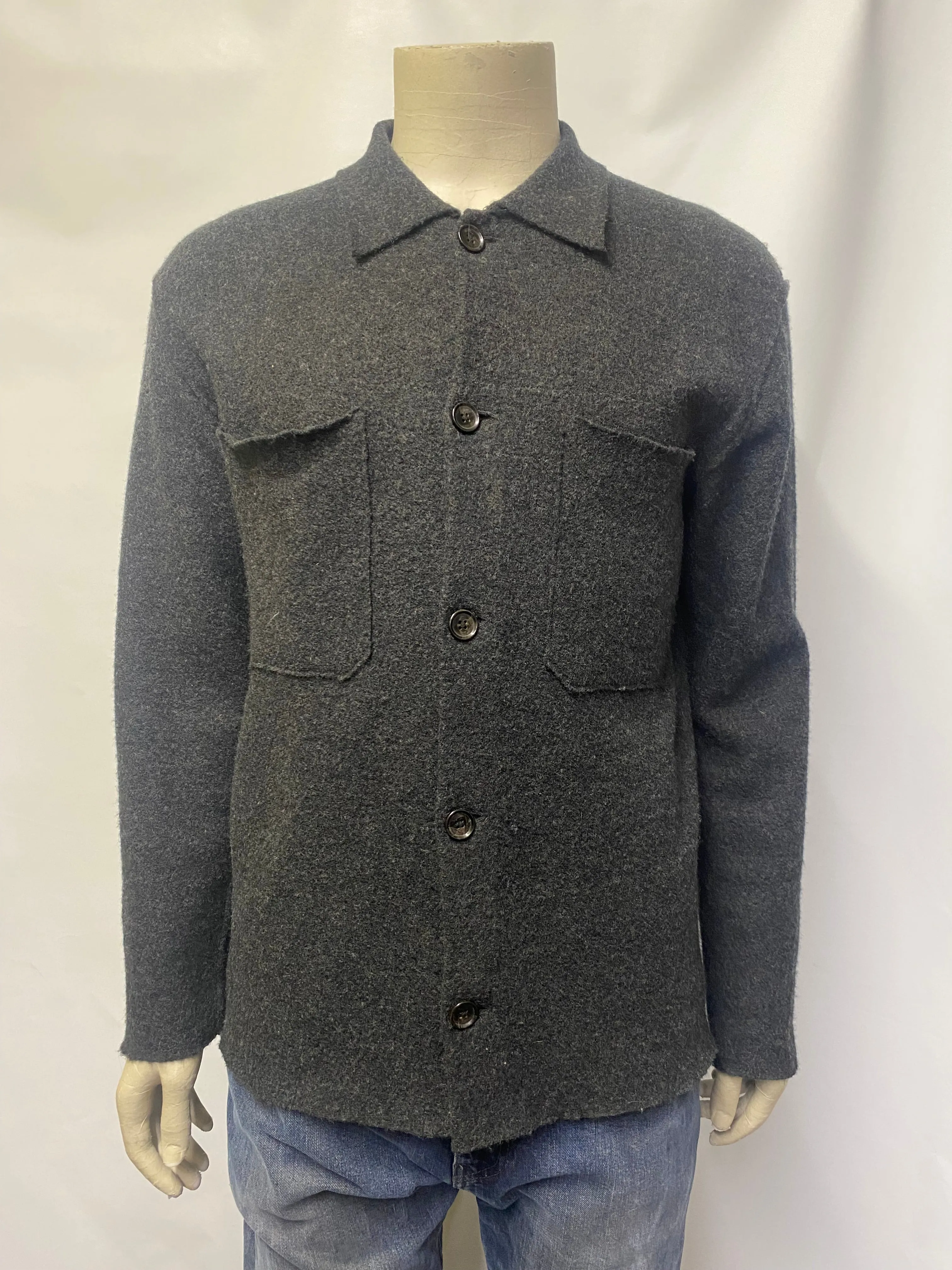 NN07 No Nationality Grey Boiled Wool Jonas Overshirt Medium
