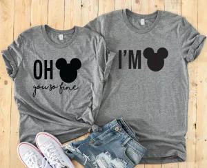 Oh Mickey You So Fine and I'm Mickey Disney Couples Matching T Shirts - Mickey and Minnie Mouse Adult Shirts - Custom Colors