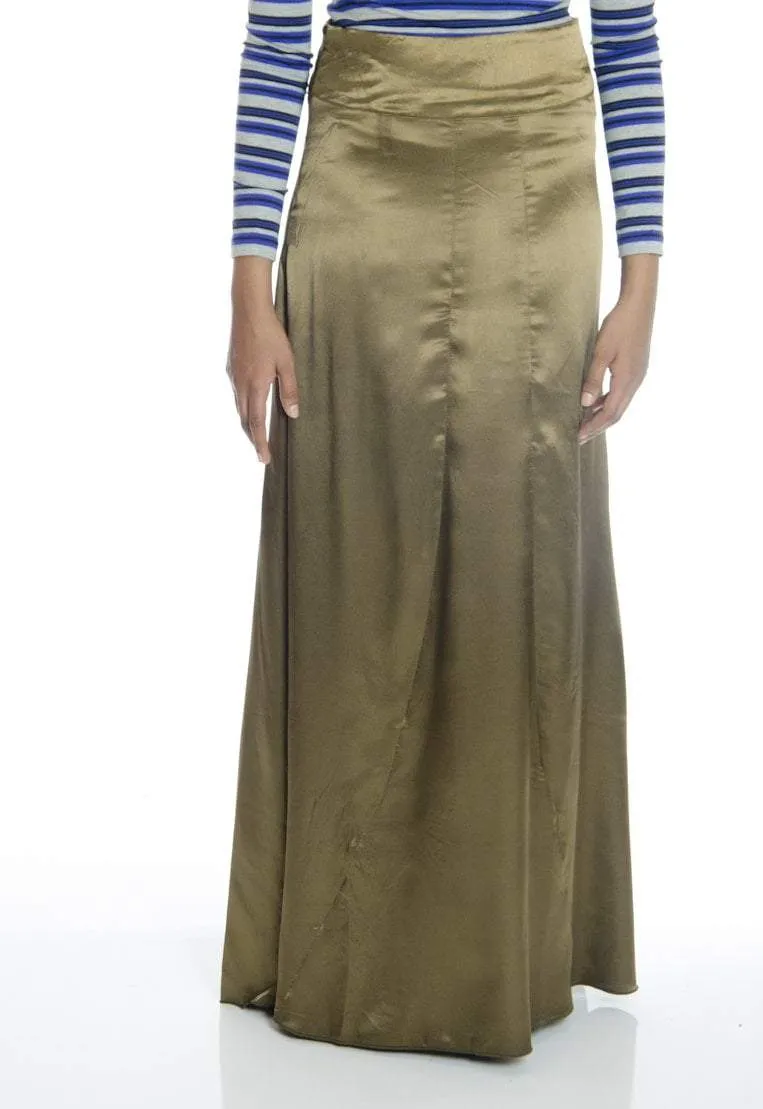 Olive Satin Silk Skirt
