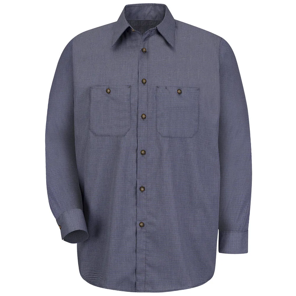 Red Kap Men's Micro-Check Uniform Shirt SP10 - Blue / Charcoal Check