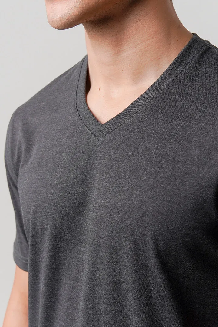 Regular Fit V-Neck T-Shirt - Charcoal Grey