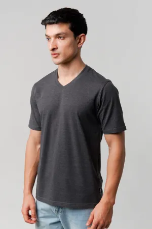 Regular Fit V-Neck T-Shirt - Charcoal Grey