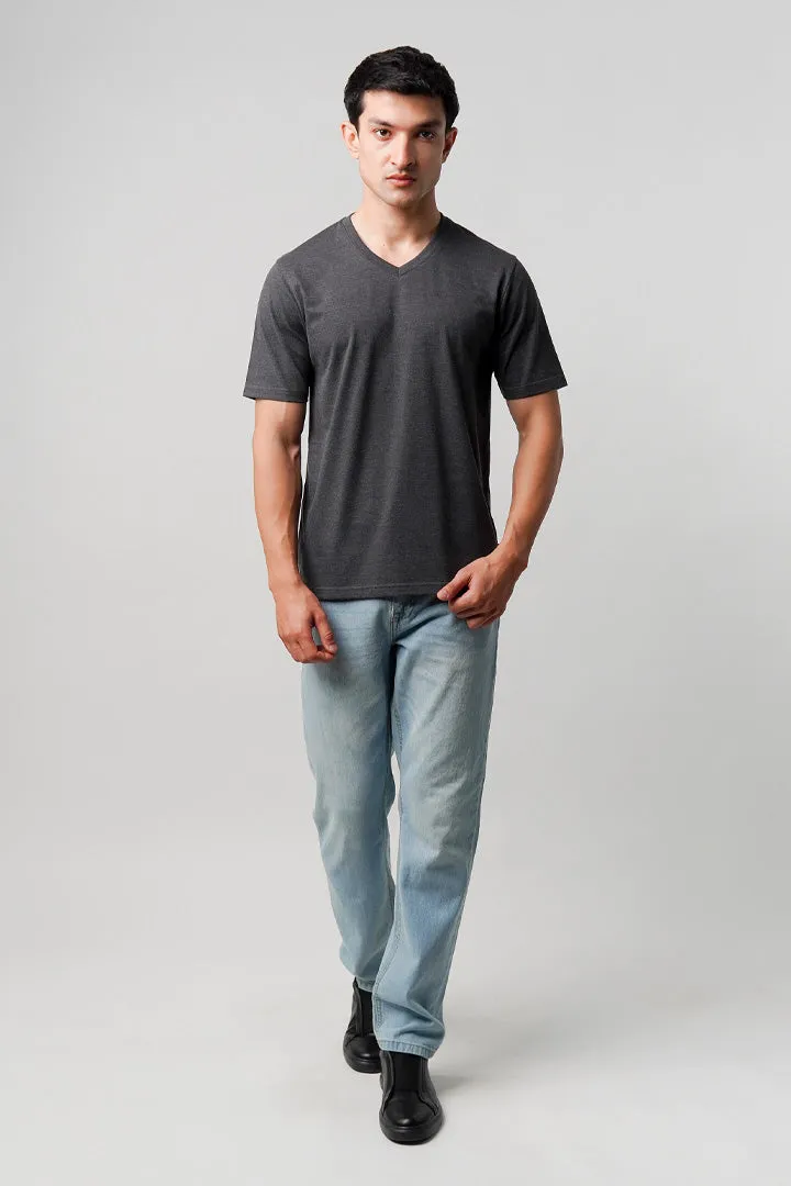 Regular Fit V-Neck T-Shirt - Charcoal Grey