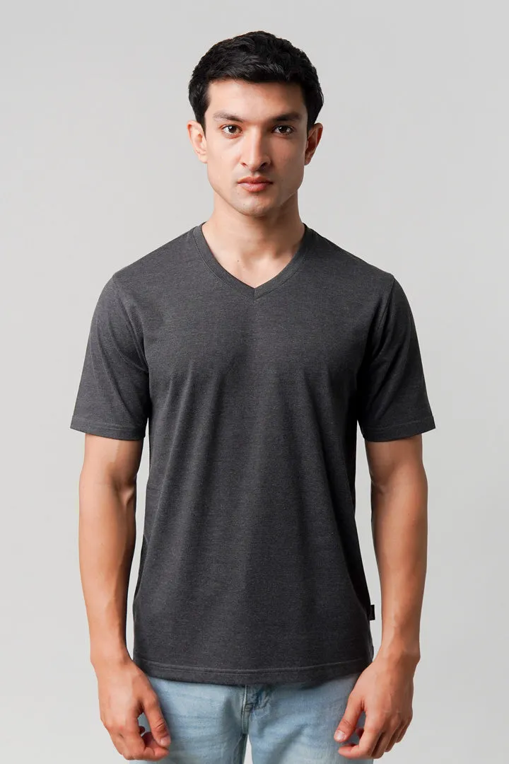 Regular Fit V-Neck T-Shirt - Charcoal Grey