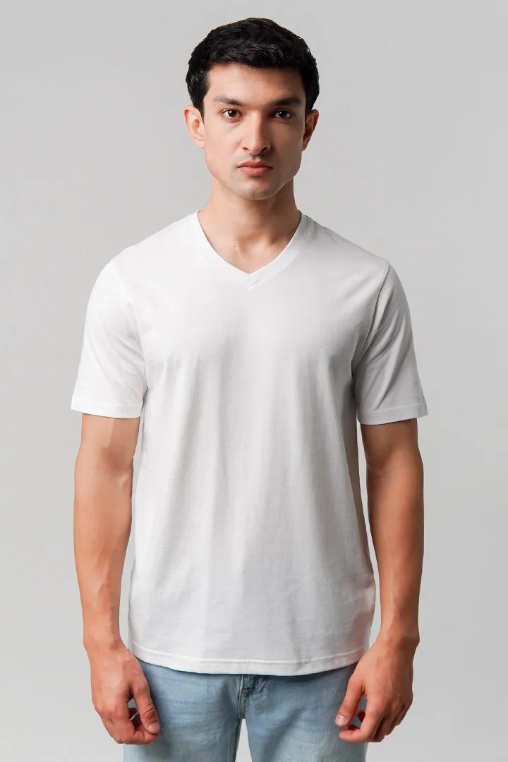 Regular Fit V-Neck T-Shirt - White