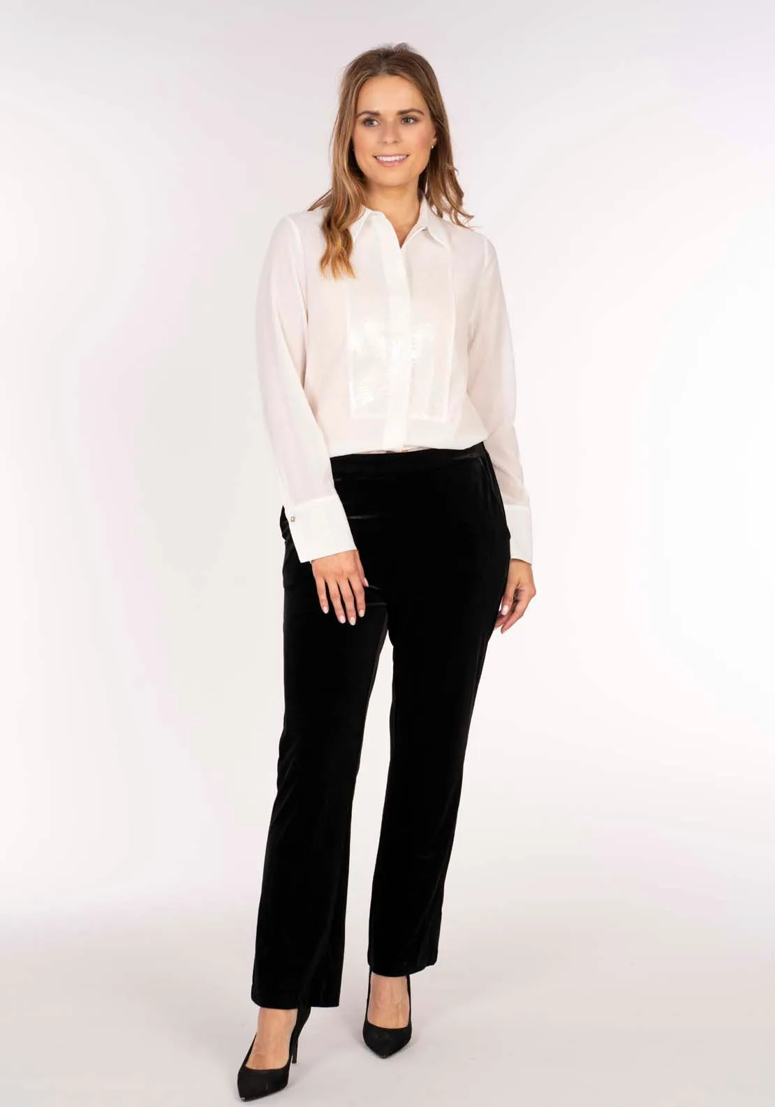 Sequin Tuxedo Shirt - Ivory