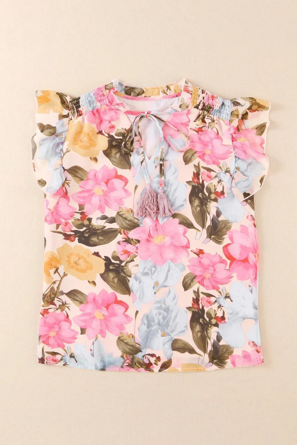 Spread Your Wings Floral Flutter Sleeve Top