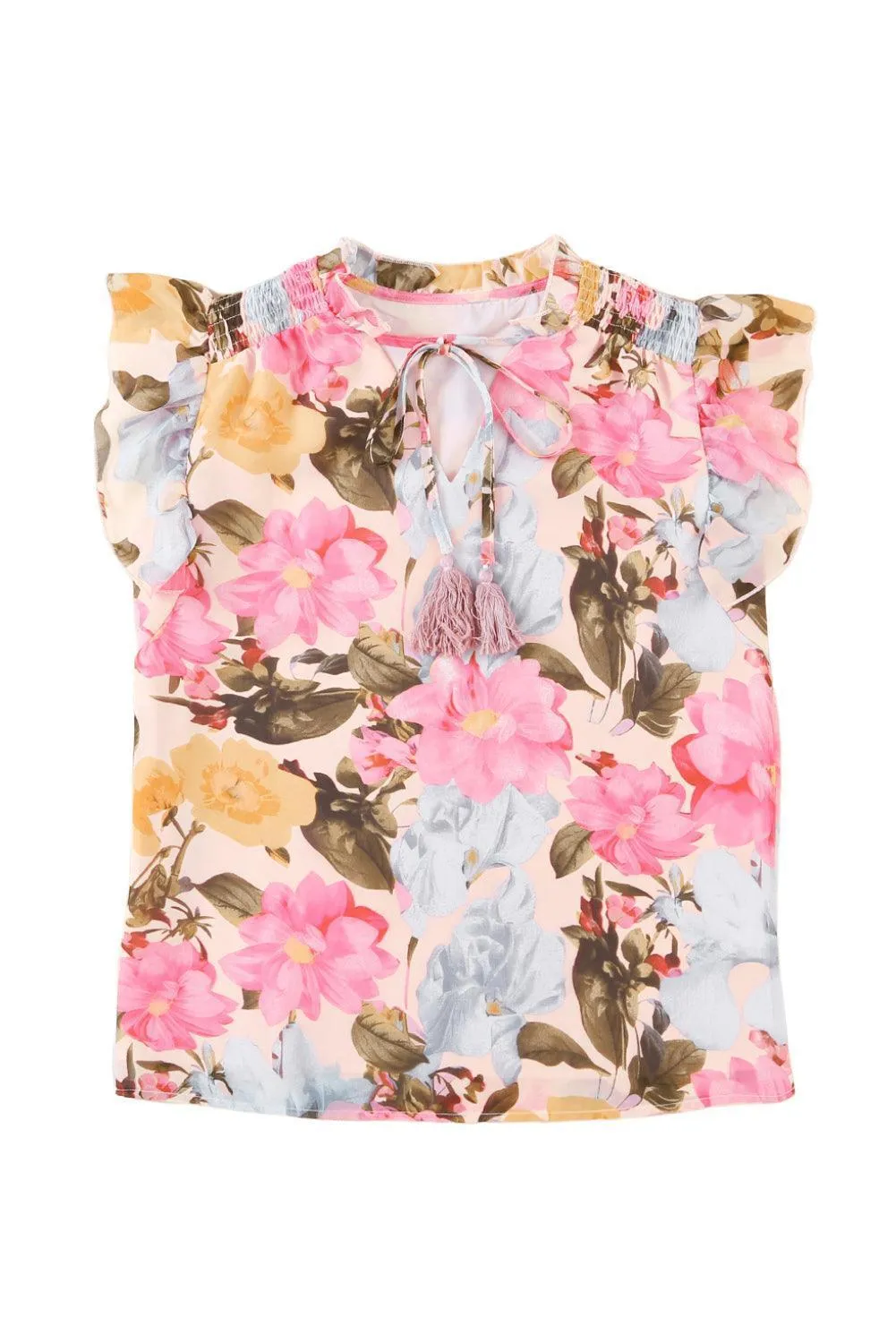 Spread Your Wings Floral Flutter Sleeve Top