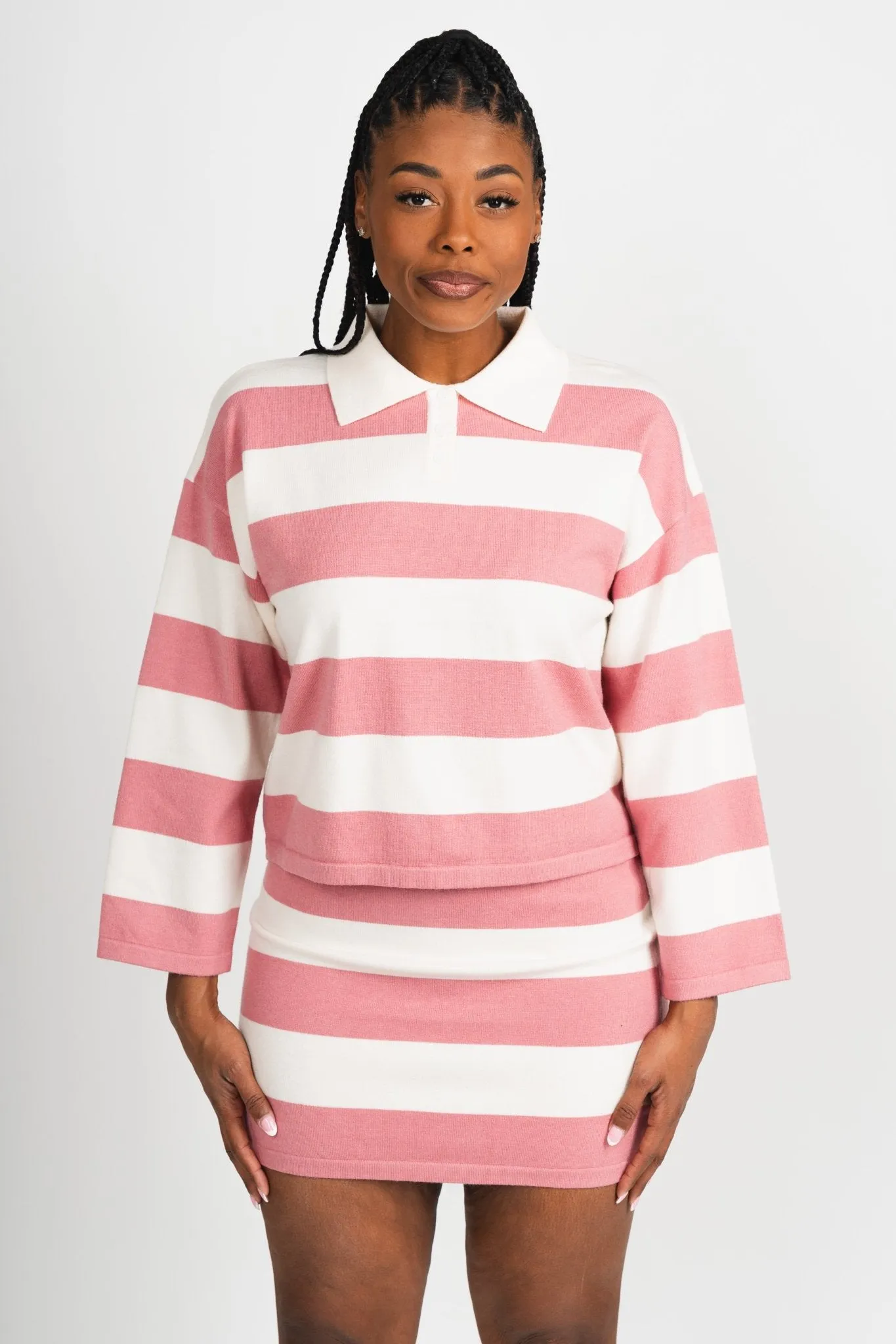 Striped mini skirt pink/white
