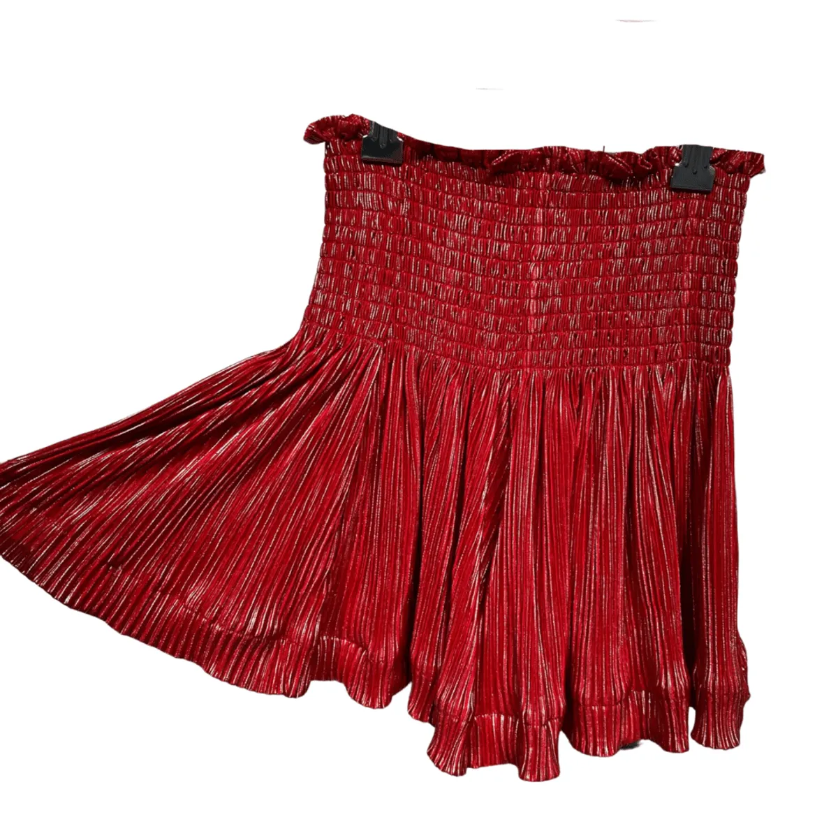 Tween Bottom | Red/Silver Pleat Flutter Skort | Queen of Sparkles