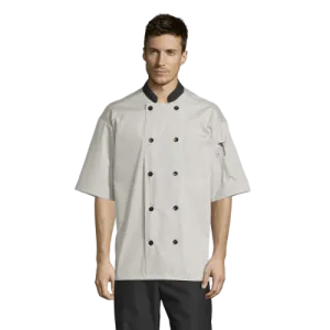 Uncommon Threads Havana Chef Coat W/Mesh Back XS Stone Unisex 65/35% Poly/Cotton Poplin
