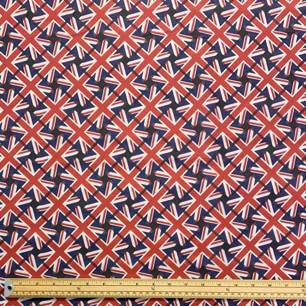 Uniform Union Jack on Black Polyester Fabric