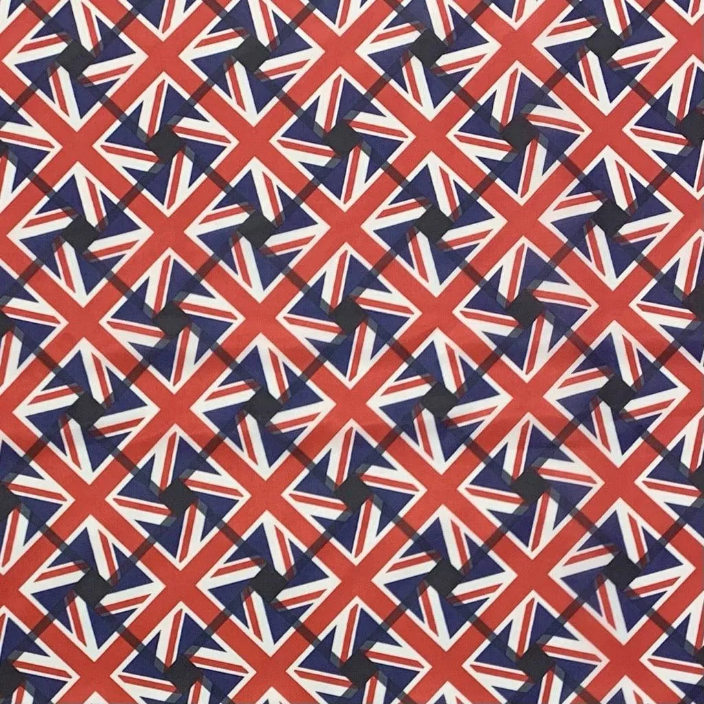Uniform Union Jack on Black Polyester Fabric