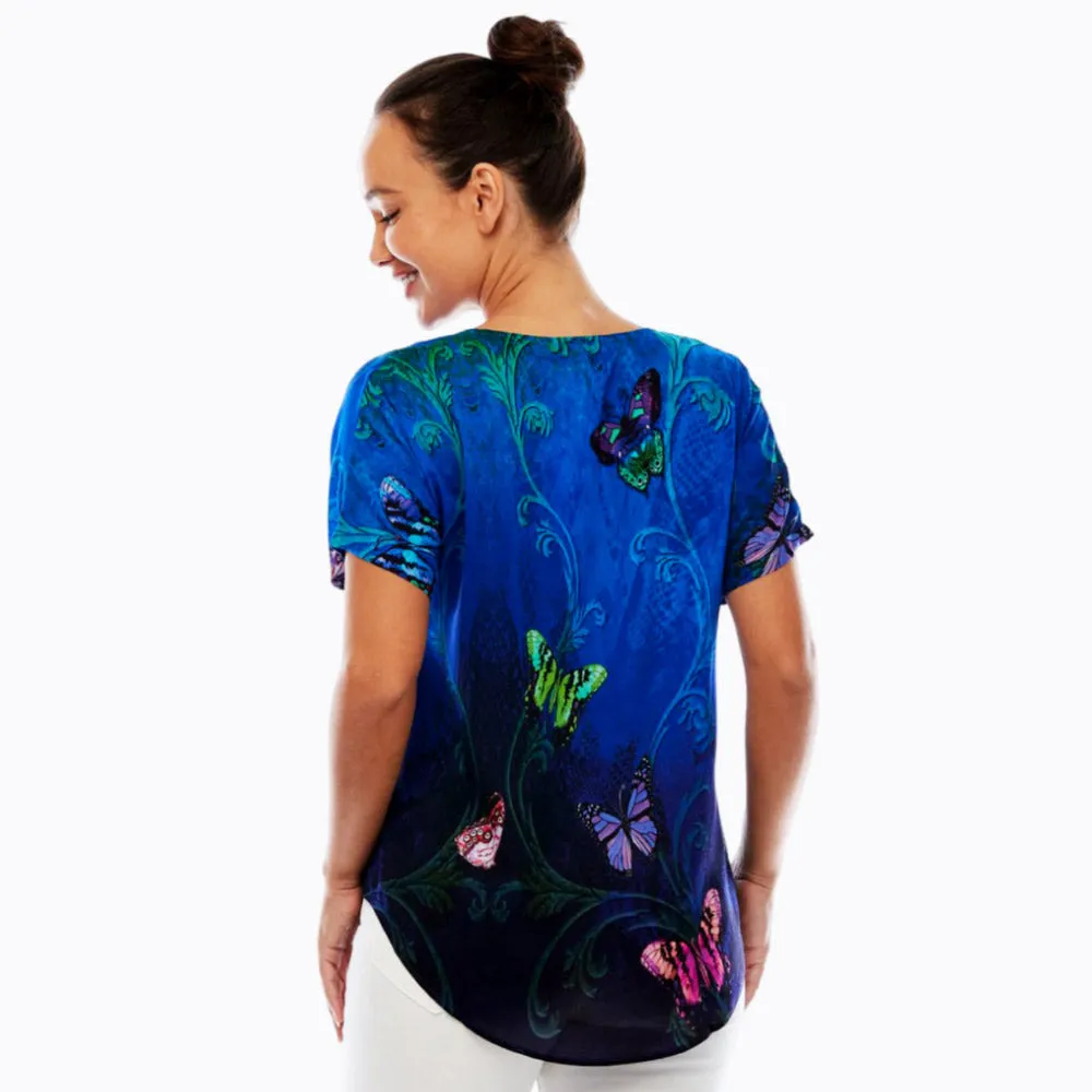 V-Neck T-Shirt (Dark Butterfly)