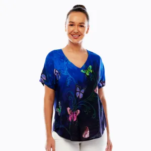V-Neck T-Shirt (Dark Butterfly)