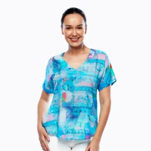 V-Neck T-Shirt (Light Butterfly)