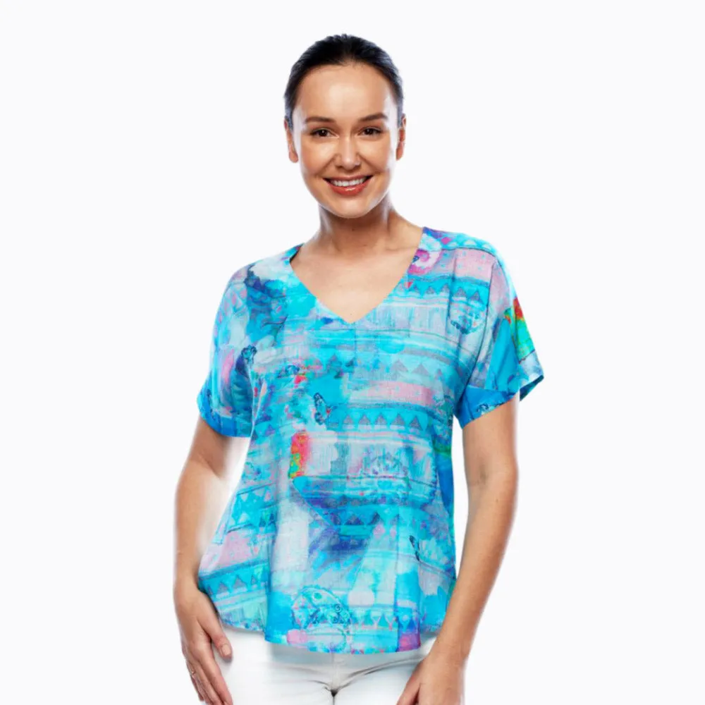 V-Neck T-Shirt (Light Butterfly)